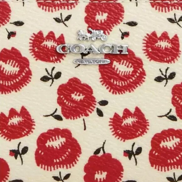 New Coach CBO76 Snap Wallet with Floral Print Chalk / Black Multi - Picture 4 of 4